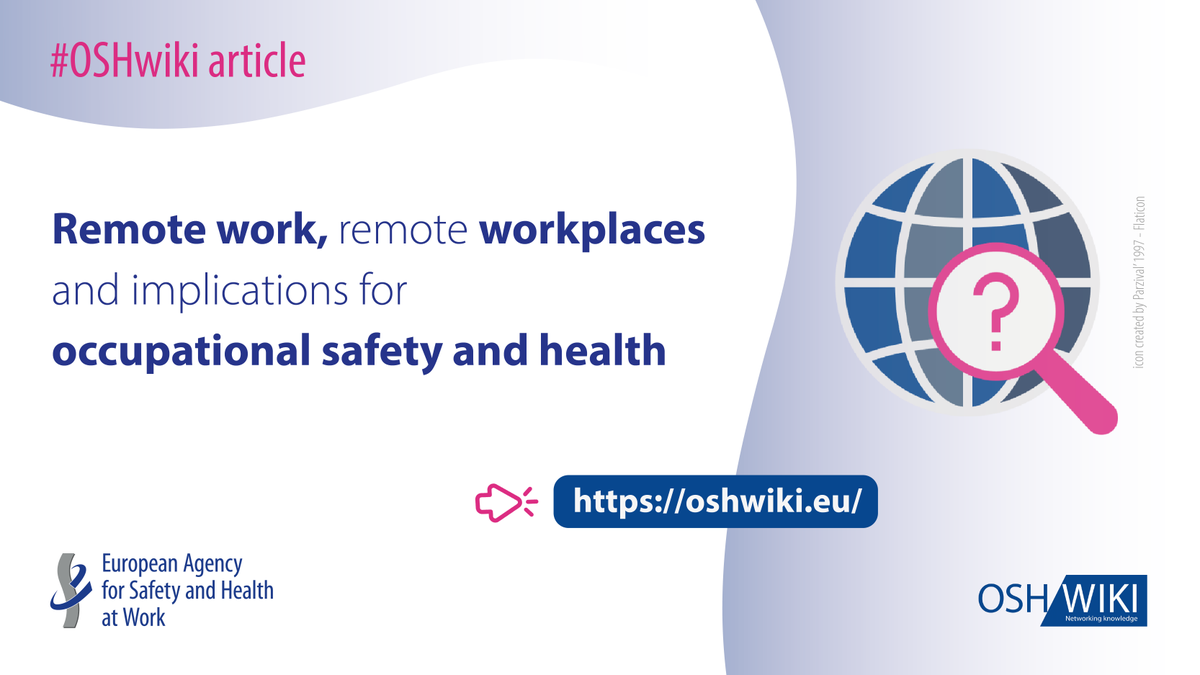 EU_OSHA's tweet image. Are you aware of the risks associated with working remotely?🌐💻

🕵️‍♀️Explore the challenges and opportunities deriving from the remote management of workers.
 
📙Read about remote work, workplaces and implications for #OSH: 🔗osha.europa.eu/en/oshnews/osh…

#OSHwiki #EUhealthyworkplaces