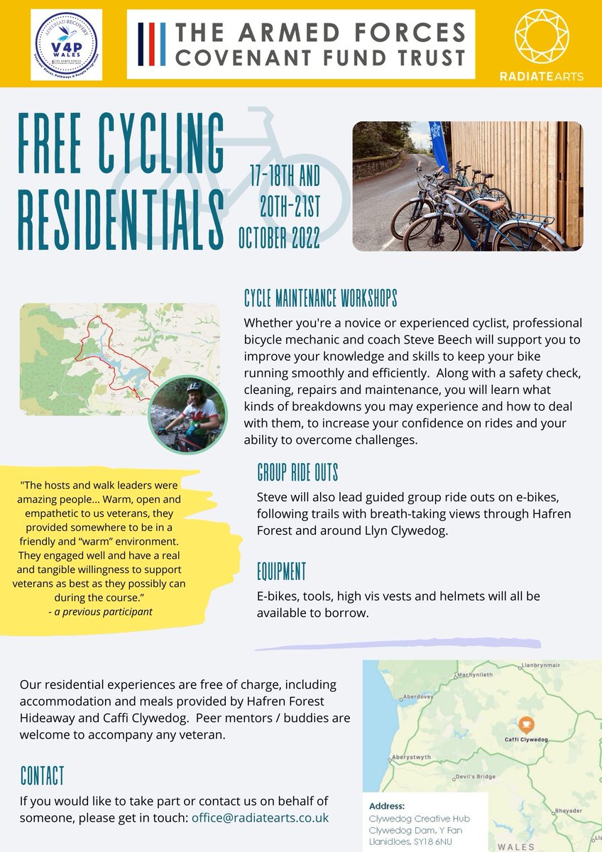 Almost fully booked! Get in touch at office@radiatearts.co.uk if you'd like to reserve a last minute place 🚵 17-18th / 20-21st October