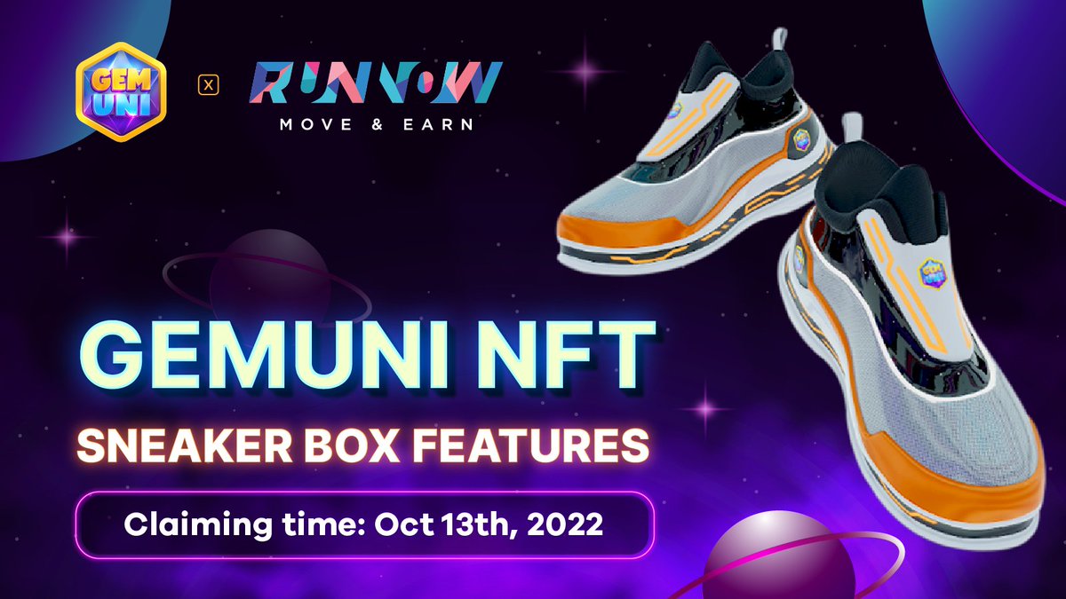 gemuniofficial's tweet photo. Time to claim your #GemUni NFT Boxes with a value of up to $30 and great features in https://t.co/6MK6zOnh7V🥳🥳

⏰ Time: 10 AM (UTC).

🔥CLAIM NOW: https://t.co/pqkQatKFed

👉 User guide: https://t.co/3sH8HDepEa

#GemUni #Runnow.io #NFTs #MoveToEarn https://t.co/MydoO7KZRw