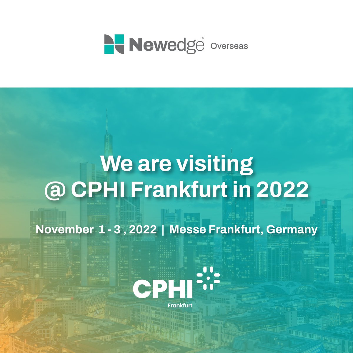 newedgeoverseas's tweet photo. CPHI unlocks endless business opportunities each year for pharmaceutical professionals from around the globe. We are excited to announce that we got a wonderful opportunity. NewEdge Overseas will be visiting CPHI Frankfurt this year.

#cphifrankfurt #ApiSupplier #NewedgePharma https://t.co/W186bKjezN