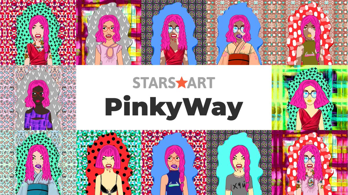 StarsArtNFT's tweet photo. Creating #NFTs is a great way to celebrate personal style and creativity. The PinkyWay NFT collection includes unique digital artworks featuring girls with outrageous pink hairdos.

Explore it on https://t.co/CaAwUAXm9R:
https://t.co/vIiTiFrbvU

Be quick and get yours! https://t.co/SwlBt2gVXS