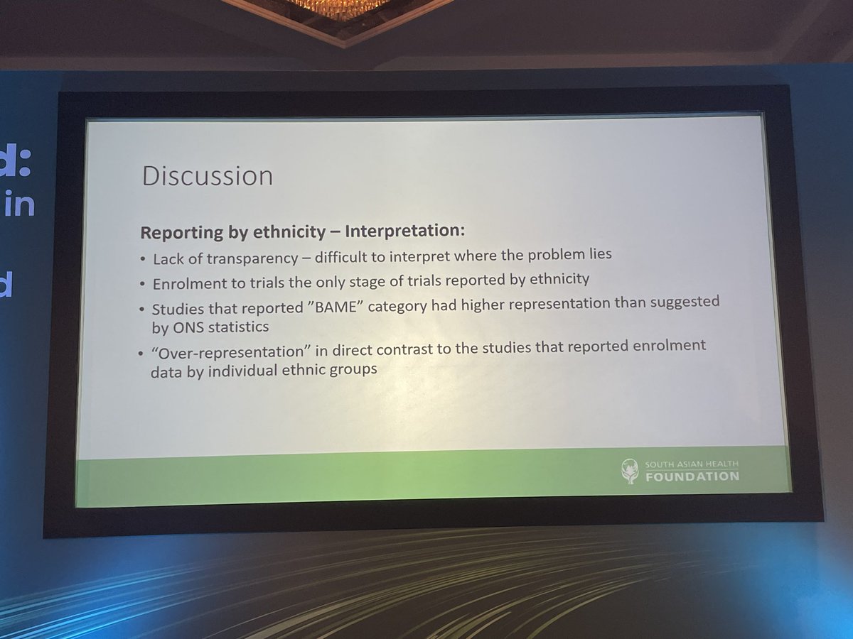 SouthAsianHF's tweet photo. Key discussions from the SAHF fellows research in to ethnic  representation in UK based RCT testing covid-19 vaccines and therapeutic interventions #SAHF2022 

@DivolkaGanesh @GumberLeher https://t.co/wn3MzKLPS2