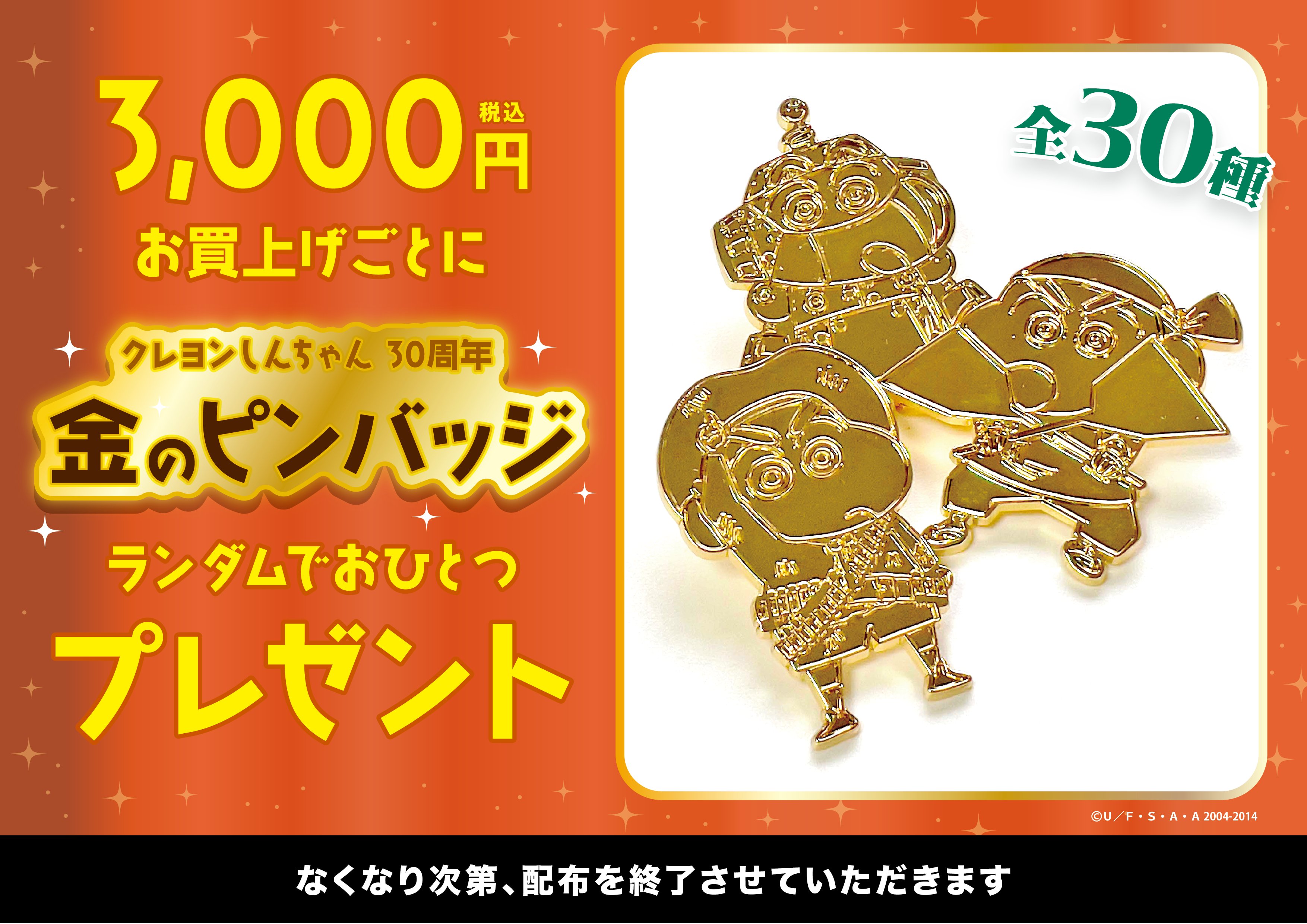 映画クレヨンしんちゃん 30周年記念　ピンバッジセット クレヨンしんちゃん 30周年 ピンバッジコレクション（ランダム30