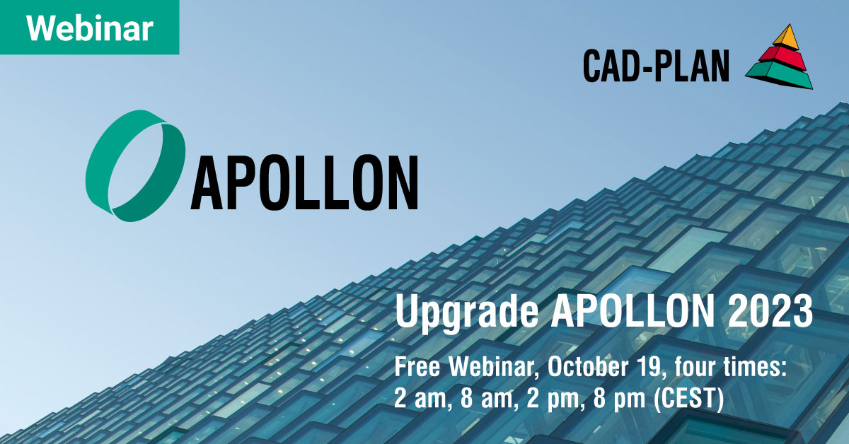 cadplangmbh's tweet photo. Webinar – APOLLON 2023 – Register now for free!
https://t.co/R3MYuzvJlT
The new APOLLON version 2023 offers numerous new functions and improvements for the design of facades. Watch relaxed when Philipp and Henning present the innovations to you!
#CADPLAN #APOLLON #curtainwall https://t.co/F1rFJgLRoJ