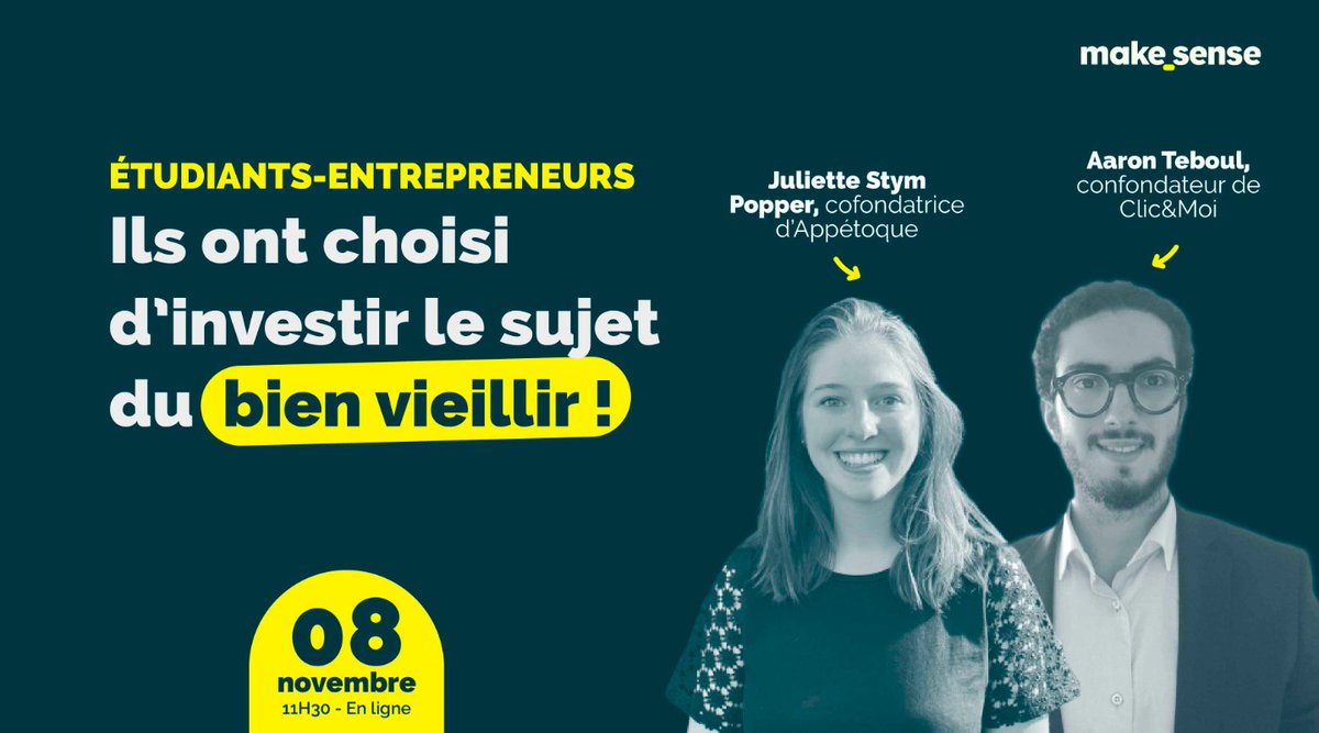 #Webinaire <a href="/makesense/">makesense</a> 💻
Tu es étudiant et tu souhaites te lancer mais tu as encore des doutes❓
C'est le moment de tout savoir sur comment concilier études et projet entrepreneurial ! 💪
Inscris-toi gratuitement ➡️ bit.ly/3Cyi38Z