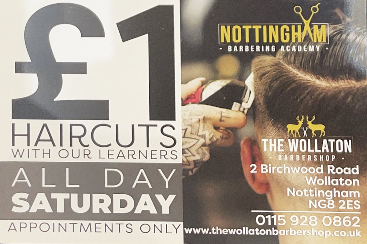 £1 Haircuts With Our Learners On Saturday! 

#haircut #barber #fade #nottingham #hairstyle #academy #barbershop