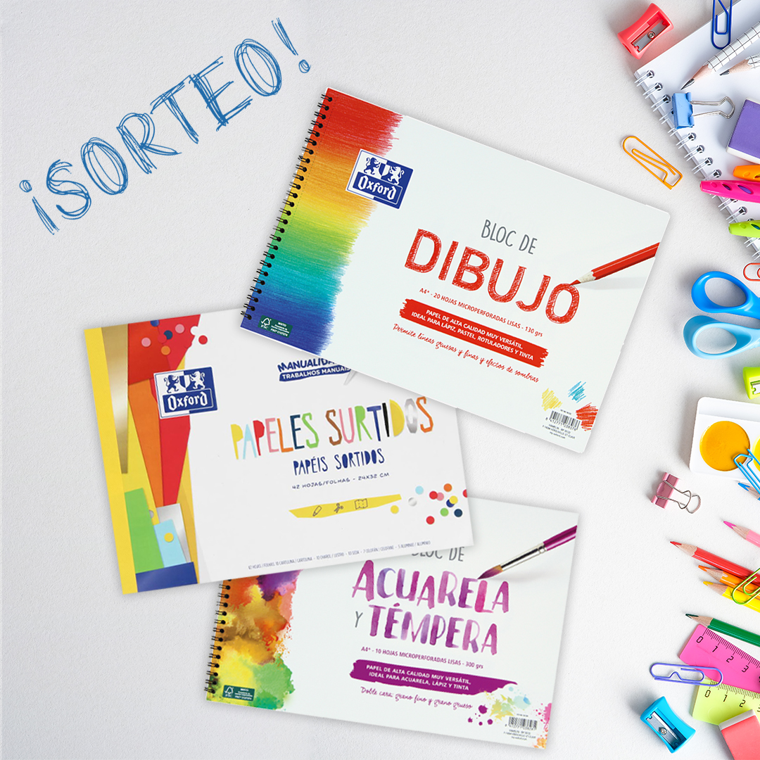 AulaPapelOxford's tweet photo. 🎁Sorteamos un pack compuesto por 3 blocs #Oxford: 
Dibujo ➡️ https://t.co/LFUuPU0Yjg
Acuarela y témpera ➡️  https://t.co/tyu5t3erEt
Manualidades ➡️  https://t.co/ZVrT8QA23o

Para participar:
👉 Síguenos y haz RT

El 18/10 anunciaremos el ganador. 
https://t.co/BnpTQWvT3q https://t.co/Bp9ON5vnoI