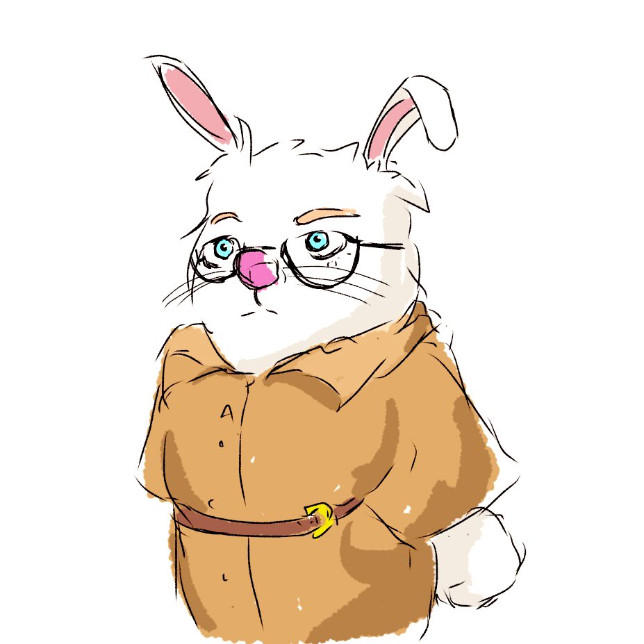 glasses solo white background furry simple background blue eyes belt  illustration images