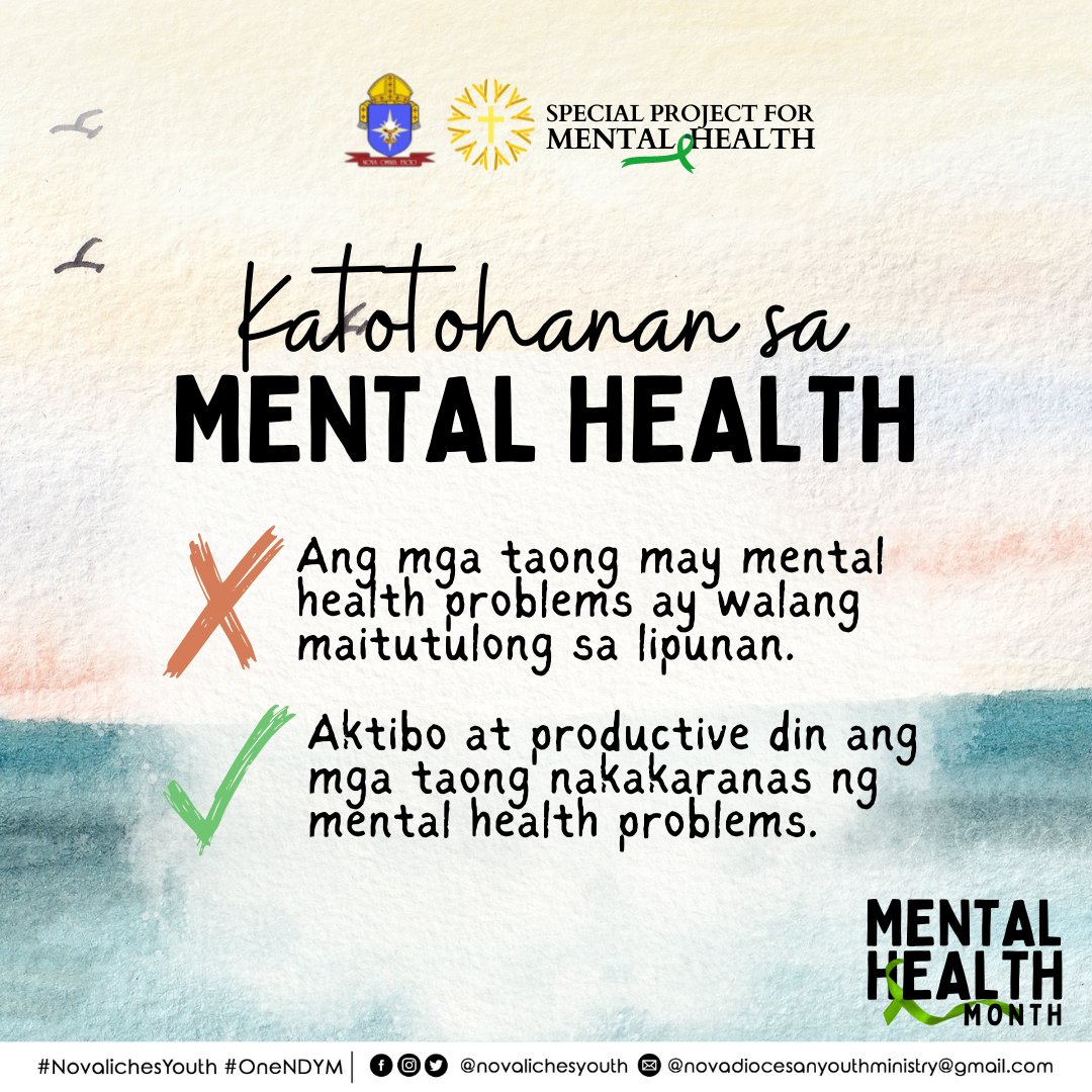 novalichesyouth's tweet photo. Ano nga ba ang mental health, Kalakbay?

Ang Mental Health ay ang kalagayan ng ating sikolohikal, emosyonal, at panlipunang kagalingan na naka-aapekto sa kung paano tao mag-isip, makadama, at kumilos. Be in the know, Kalakbay!

#MHParaSaLahat
#NovalichesYouth
#OneNDYM https://t.co/ib4z1KxGgG