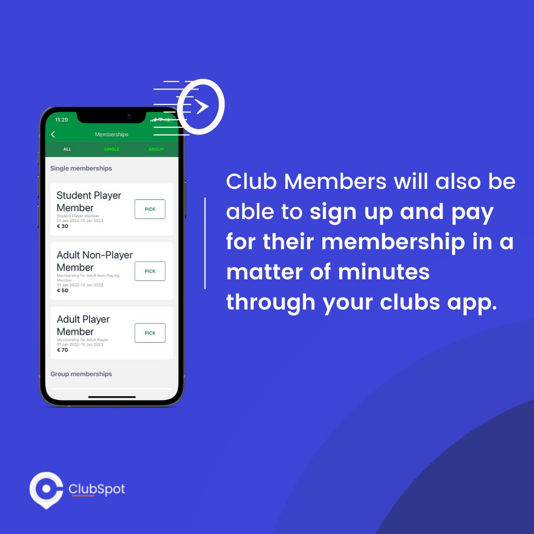 ClubSpotEU's tweet photo. 🤩#FeatureFriday
Efficiently manage your club membership and make sign-up quick and easy with the help of ClubSpot 💪
Don't miss out on our other features - Clink the link in bio to find out more 🔗
#clubspot #clubmanagement #club #software #clubmanagementsystem #FridayFeeling https://t.co/w5RwzPWfFA