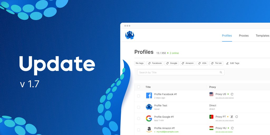 OctoBrowser's tweet photo. Octo Browser 1.7: UI update, recycle bin, profile history and recovery
#octobrowser #antidetectbrowser #multiaccountbrowser https://t.co/2Jm6VmDkMK