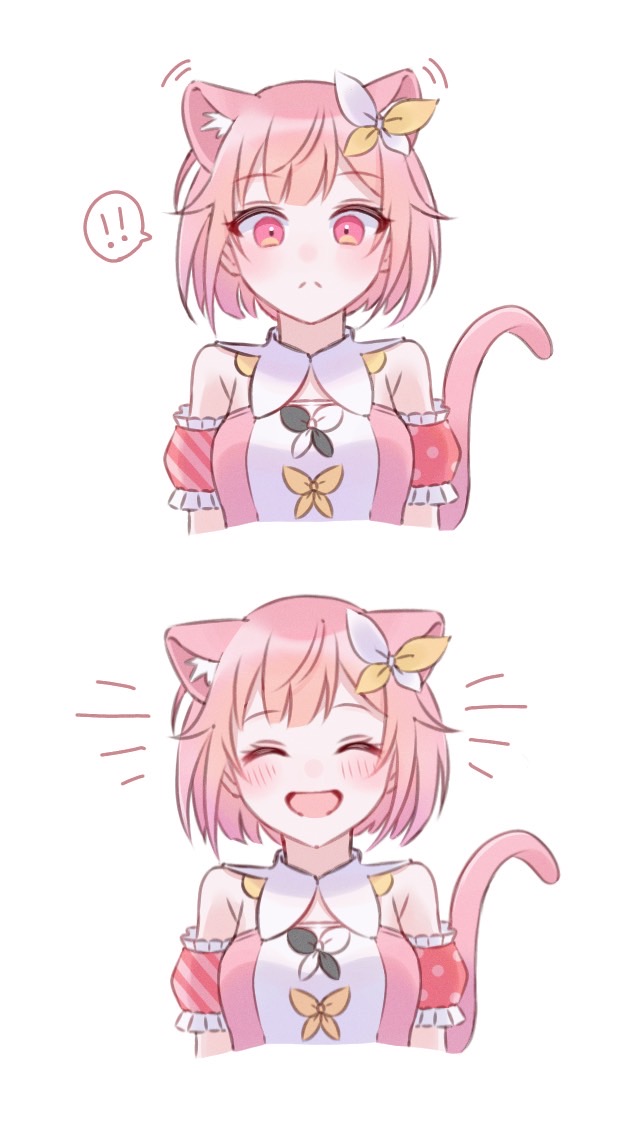 1girl ! cat tail cat ears animal ears tail pink hair  illustration images