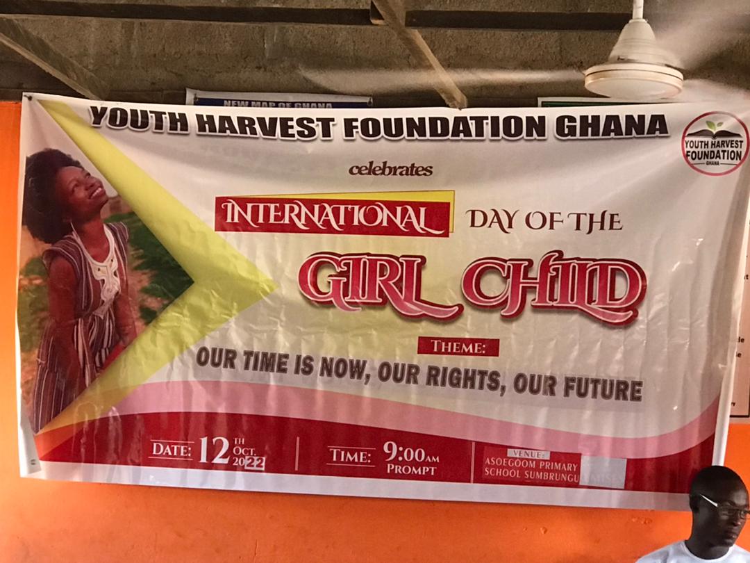YouthHarvestFGH's tweet photo. Our team celebrated the International Day of the Girl Child with students of Asoegoom primary school in the Bolgatanga municipality. #TheTimeisNow for us all to stand accountable–with and for girls–and to invest in their education, and their future @RFSU @HayMovement @DreamzFM https://t.co/CPR4lZzGA6