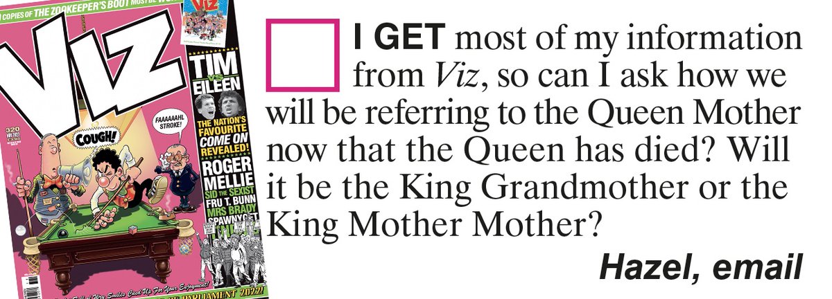 vizcomic's tweet photo. There's a new issue (Viz 320) in the shops today. Sorry, no refunds. https://t.co/groiEqnwdp https://t.co/iZDxad5juV