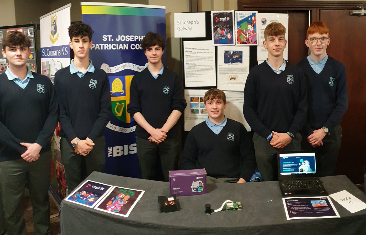 Delighted to be able to showcase our 5th year CS students' work at the National Conference in Athlone. From Astro Pi - Mission Space Lab to Replit Teams for EDU, these guys are blazing a trail & have bright futures ahead of them!  @stjosephsbish #computerscienceweek