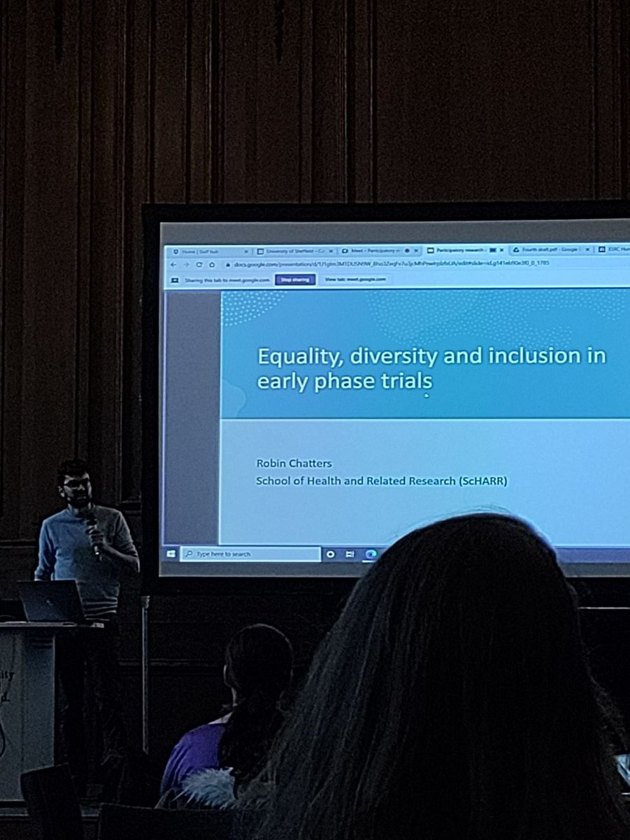 CTRU_Sheffield's tweet photo. Robin Chatters presenting today at the @PRNTUOS launch event on equality, diversity and inclusion in early phase trials #EDI #EPI #ParticipatoryResearch #TUoS https://t.co/lnb4VQEf6A