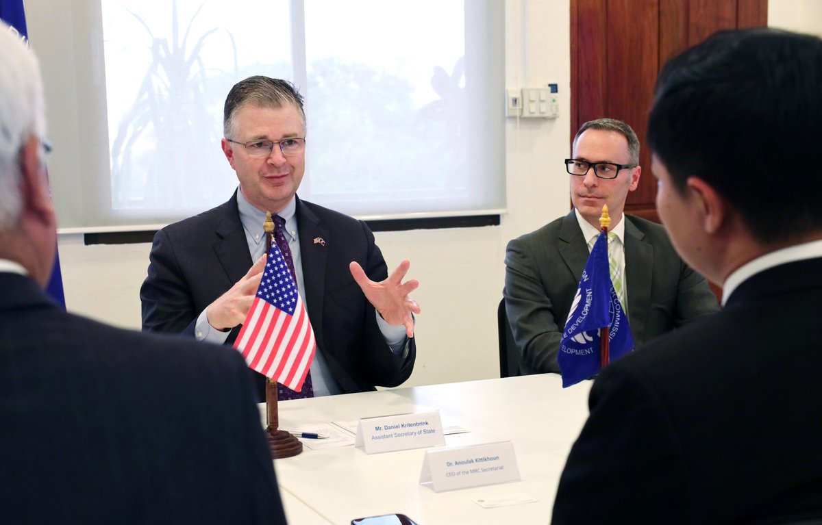 US Assistant Secretary of State for East Asian & Pacific Affairs Kritenbrink reaffirmed the US support and commitment to the mandate and critical role of the MRC in the Mekong with CEO @AKittikhoun & discussed potential areas of further cooperation. 👉bit.ly/3fSTSKu