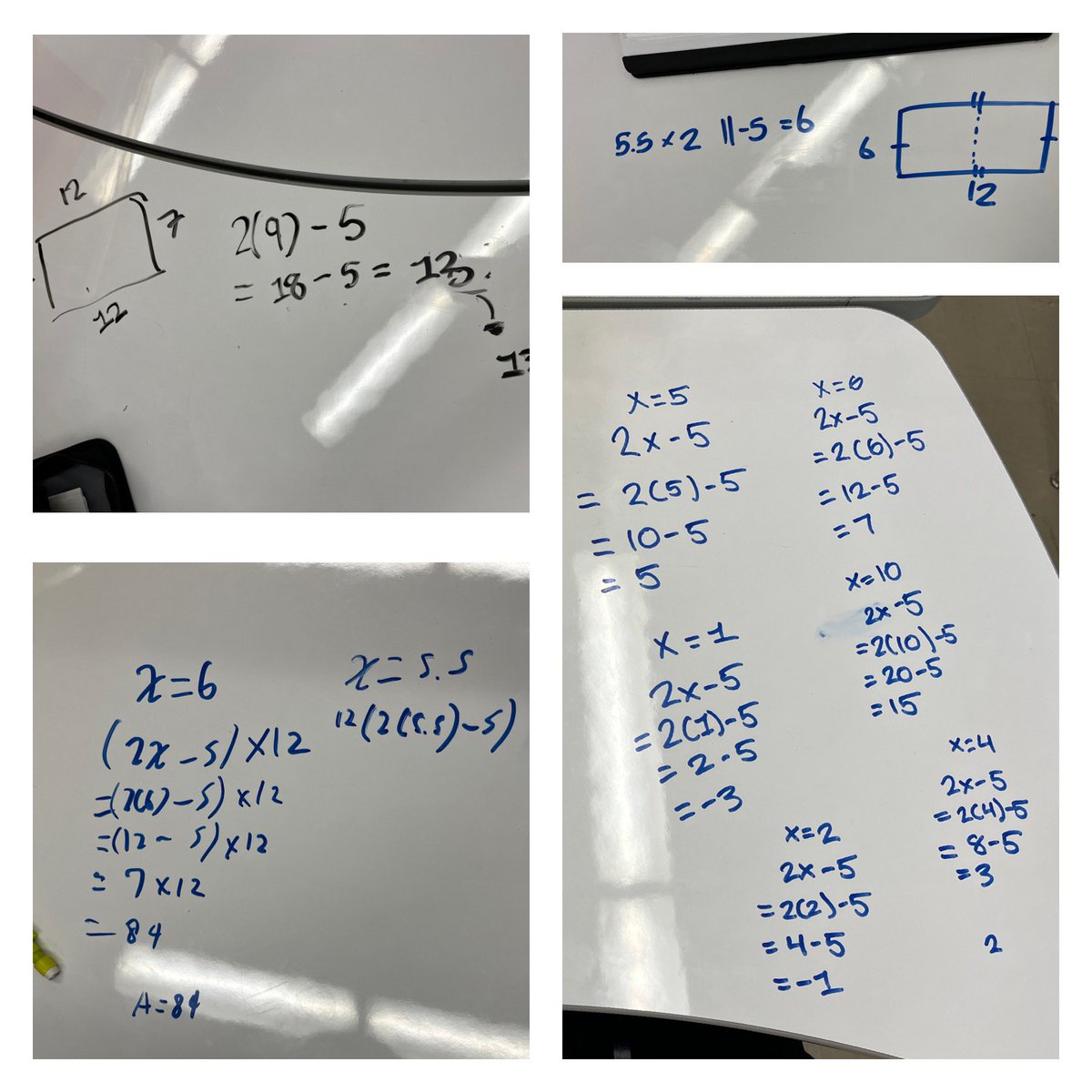 JenBrownEdu's tweet photo. Loved the discussions that came out of this open question (#3) about combining number sense, algebra & measurement. A lot of hypothesizing, testing, sense making, reasoning. #openquestions #mth1w #tvdsbmath #destreamed #thinkingquestion #whiteboarddesks #mtbos #math #maththinking https://t.co/pdn0686N6N