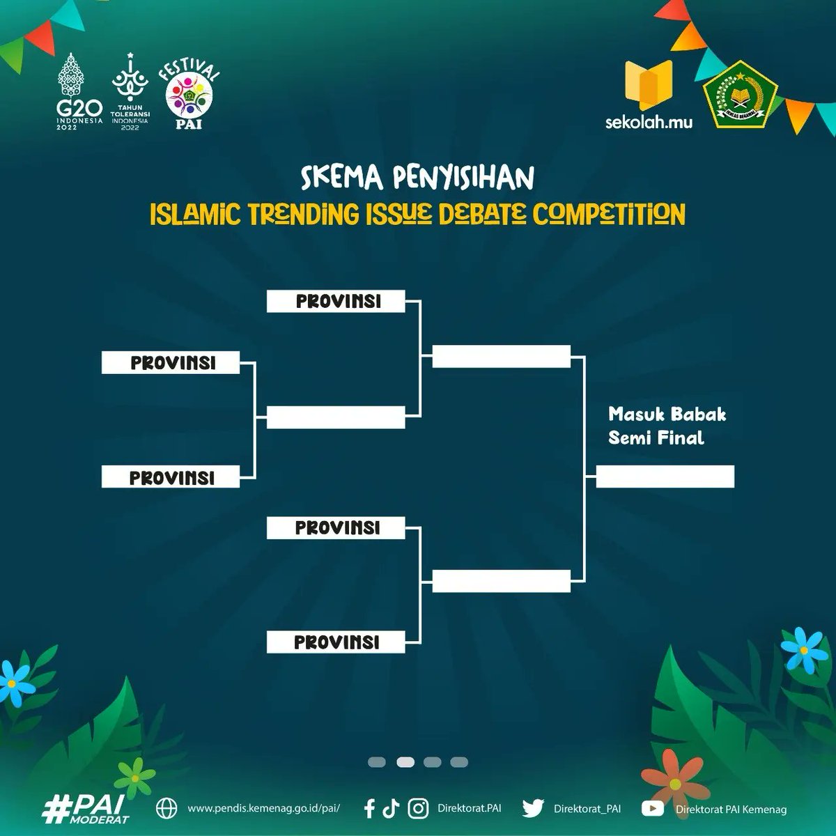direktorat_pai's tweet photo. Penyisihan Grup Debat Festival PAI SMA/SMK Tahun 2022 dilaksanakan pada tanggal 14-16 Oktober 2022. Selamat Berkompetisi π€©
#transformasilayananumat #festivalpai2022 #paimoderat #moderasiberagama https://t.co/aXDug6nxhP