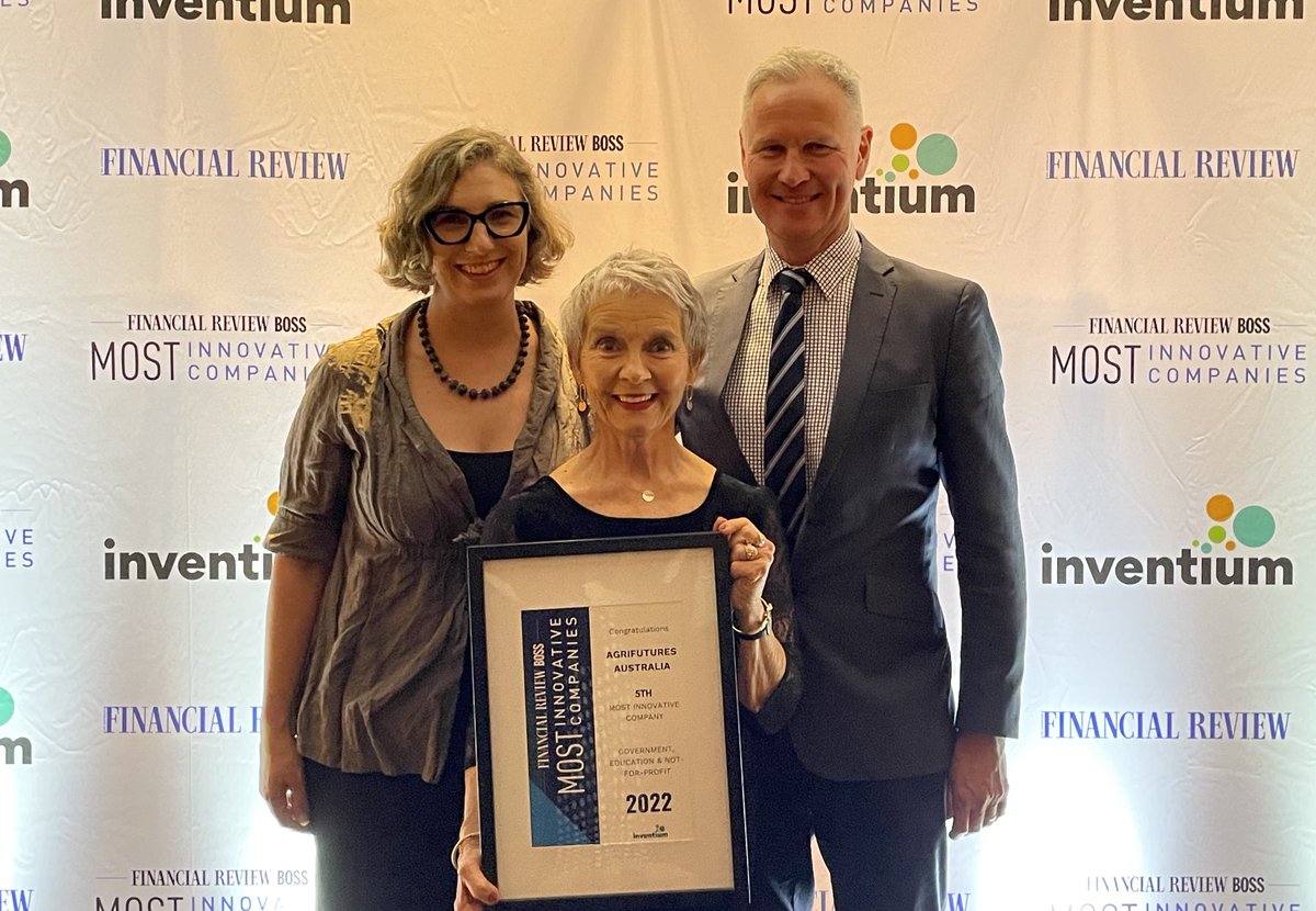 evokeAG's tweet photo. It’s official. @AgriFuturesAU growAG  is the #5th #mostinnovative2022 company as awarded by @FinancialReview and @Inventium. #agritech #innovation https://t.co/WyplkDAGLe