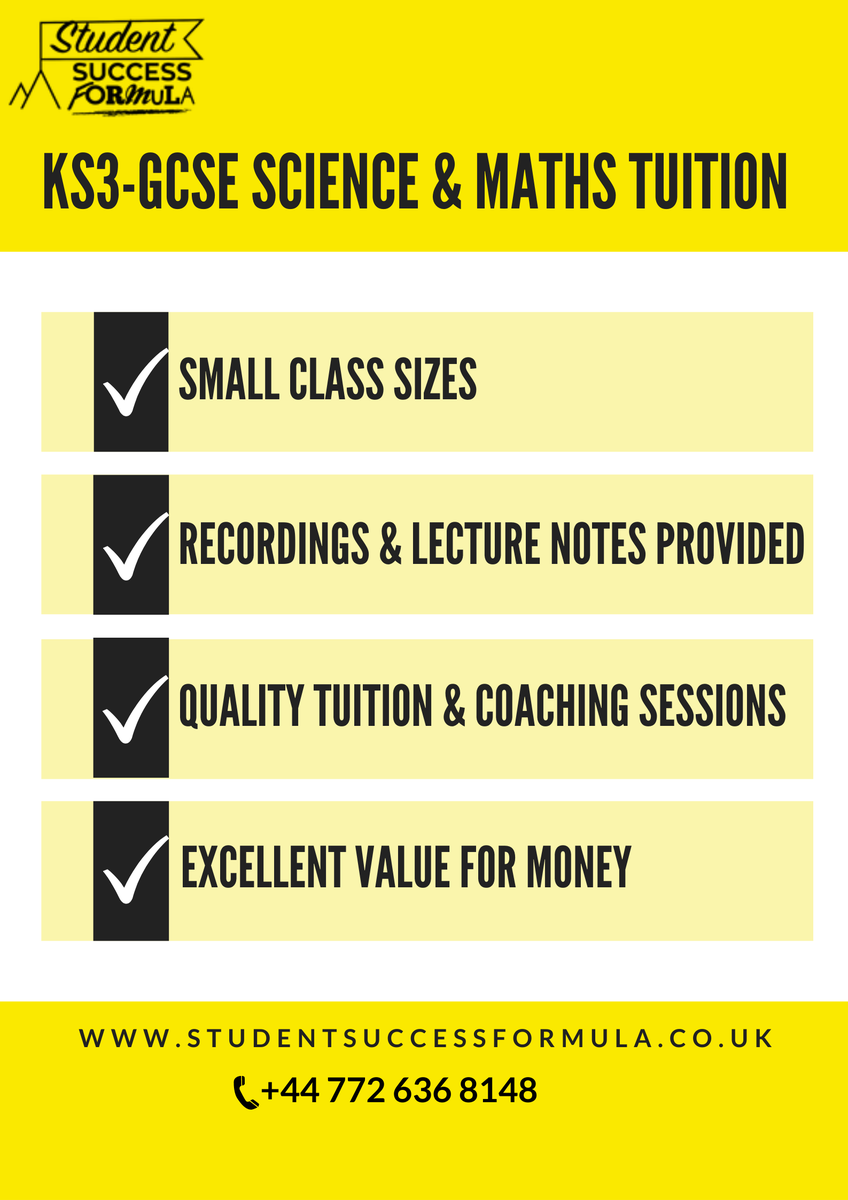 #homeeducators, let us help you support your children by providing high quality KS3 - GCSE Science and Maths tuition. Contact us for more information -hello@studentsuccessformula.co.uk  +44 772 636 8148