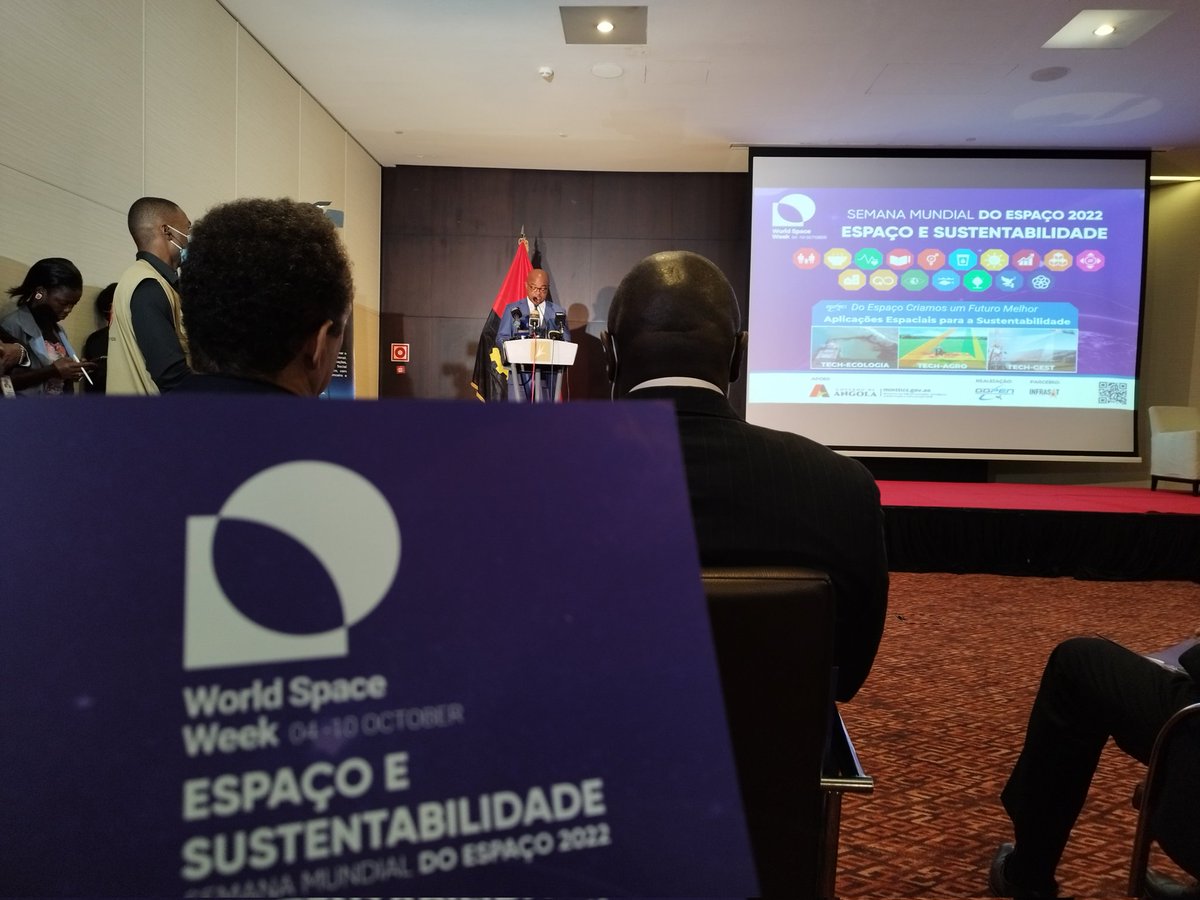 A bit late but tweet worthy... 🧵

I had the upmost privilege to speak at #Angola's #WSW2022 celebration organized by GGPEN under the auspices of the Ministry of Telecommunications, Information Technology, and Social Communication (MINTTICS) and @WorldSpaceWeek.

1/4