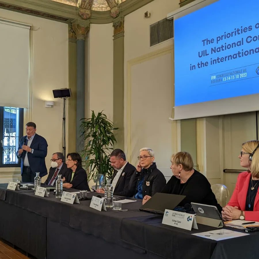 UILofficial's tweet image. Oggi a Bologna, prima dell'inizio del XVIII congresso nazionale, per l'iniziativa internazionale "The priorities of the UIL National Congress in the international context". Alla presenza della delegazione estera abbiamo illustrato le priorità della nostra UIL.