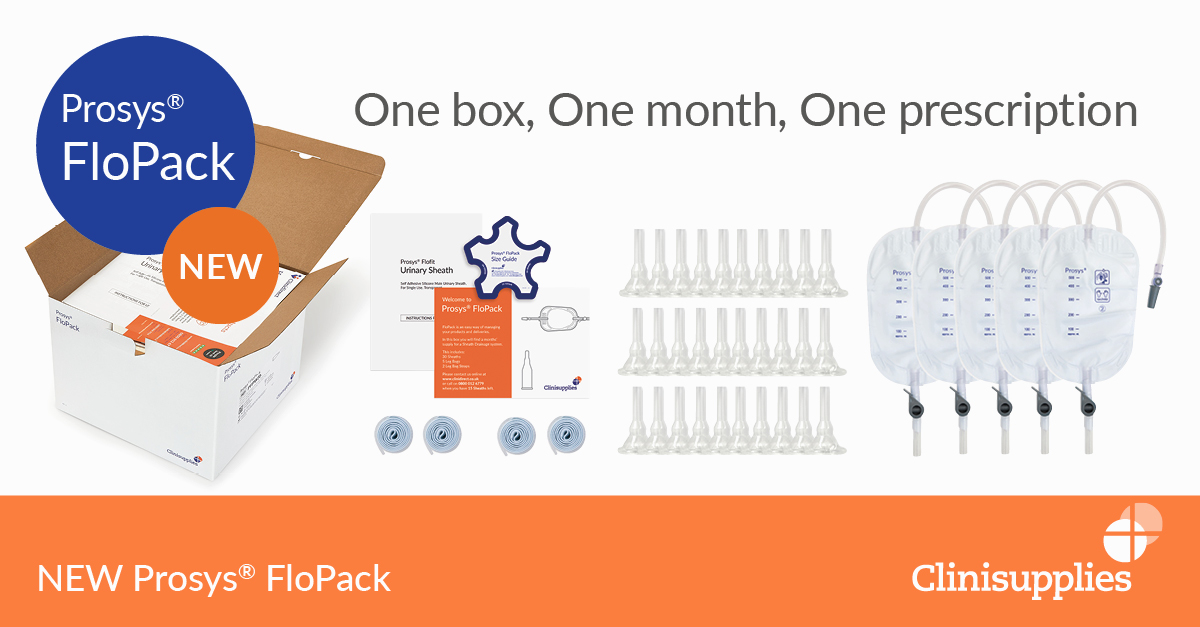 clinisupplies's tweet photo. We are excited to launch Prosys FloPack! An all-in-one box containing a month's sheath drainage system supply. 

#Medicaldevices #Productlaunch #Sheaths #Legbags #Urology #New https://t.co/uiqafGan43