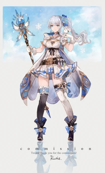 Vtuber様への贈り物としてご依頼頂きました(*'ω`*)白魔道士風でとの事だったので、白魔をイメージして衣装をデザインしました!この度はご依頼誠にありがとうございました#Skeb #commission 