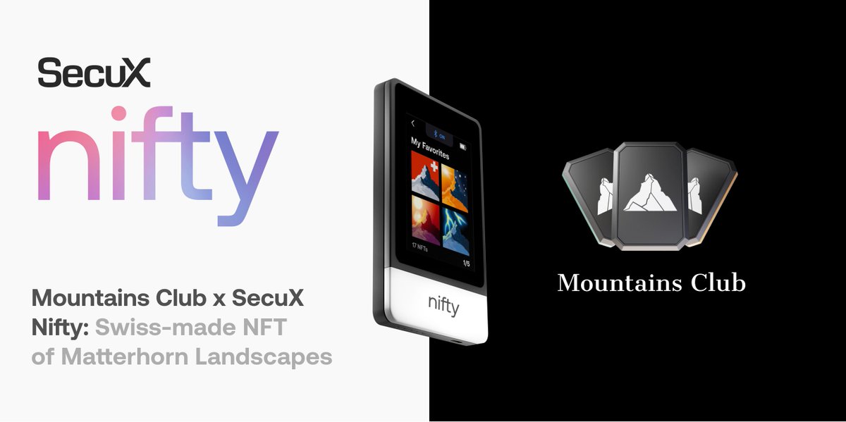 SecuXwallet's tweet photo. 📣 We are excited to announce our partnership with @MountainsDAO🏔️

Mountains Club is an #NFT collection that showcases and offers iconic mountain landscapes of Matterhorn in #Switzerland 🖼️

🌐 More Details: https://t.co/jQDsI4jQ0F
<1/3> https://t.co/4o8Wcz2N0m