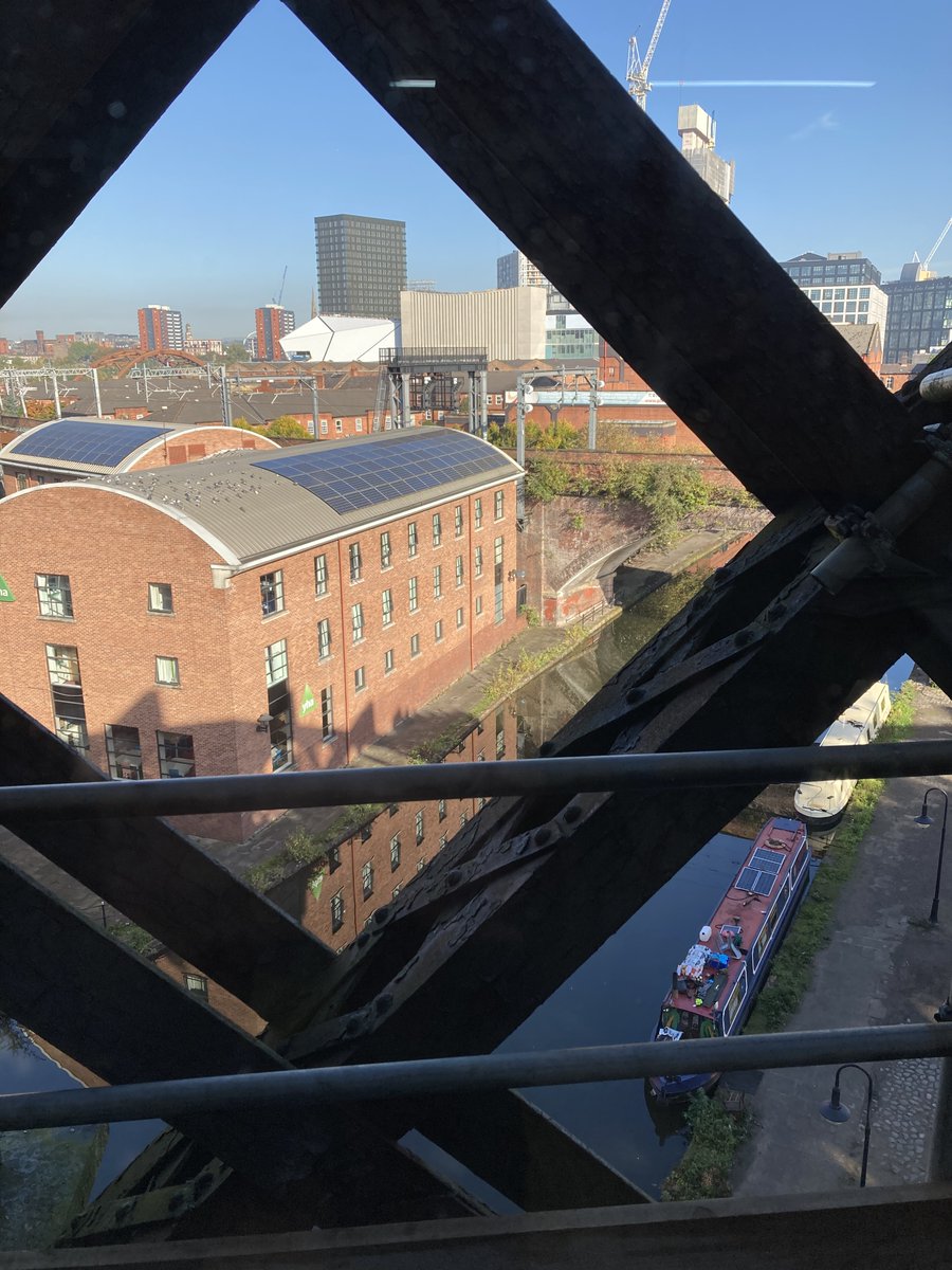 McrLitFest's tweet photo. Glorious start to the day with a walk on @nationaltrust Castlefield Viaduct with our #CitiesUntold writers. Big thanks to our lovely guide Beth for all the fascinating Mcr gen! https://t.co/W8iLQbD1wl
