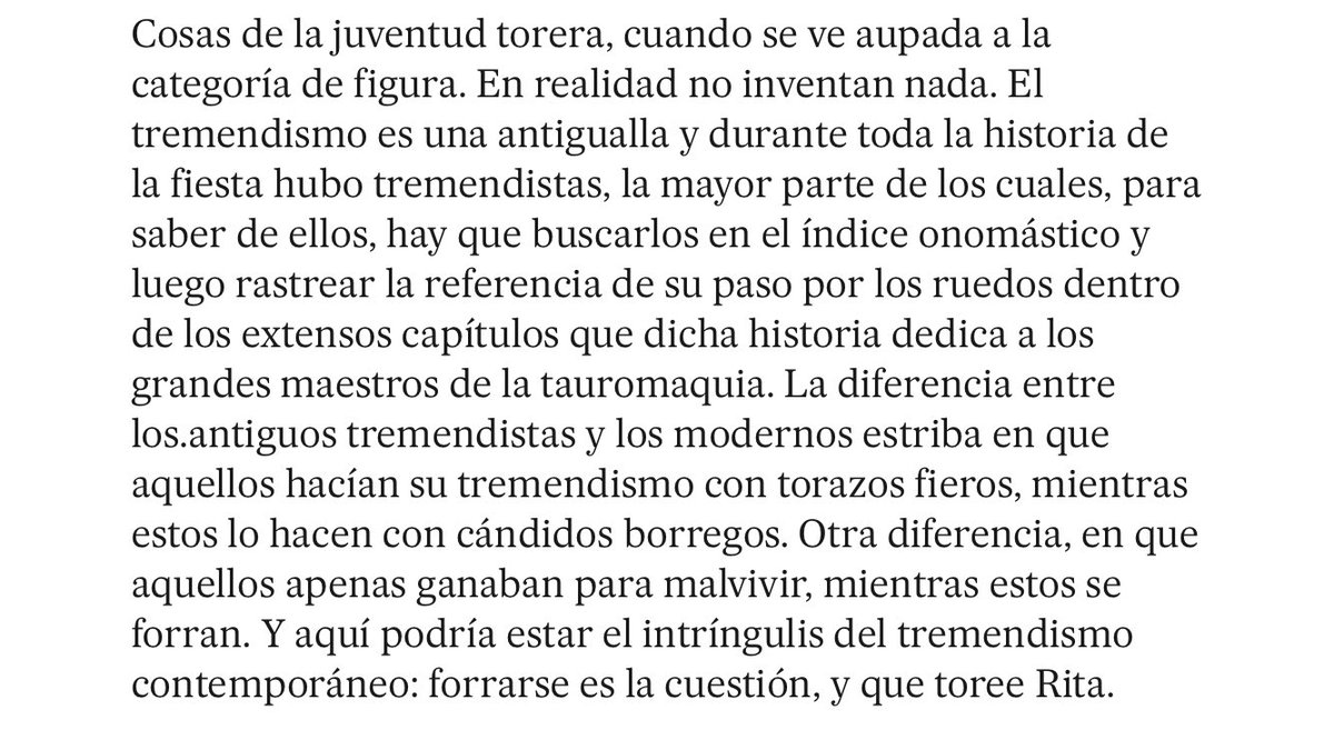 Joaquín Vidal, 15 de septiembre de 1990. Sobre los toreros tremendistas.