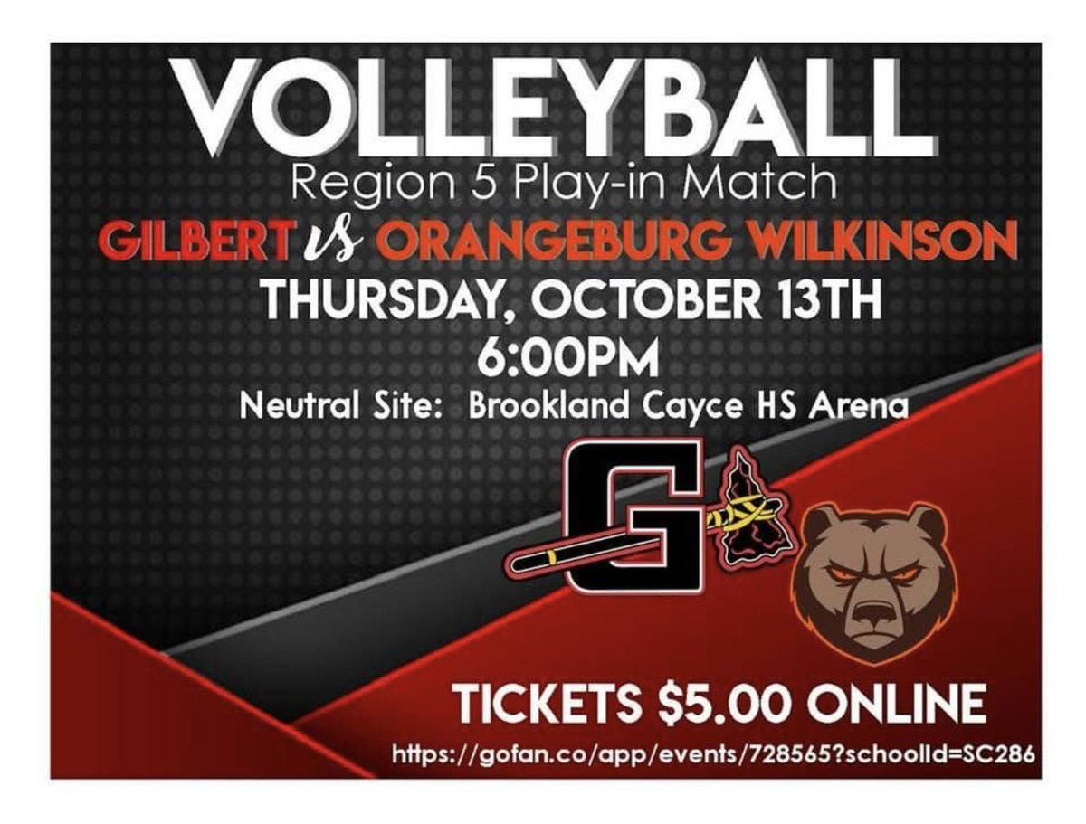 Alight Indian fans it’s time to show up and show out!! HUGE match tonight at BROOKLAND CAYCE HS! Be there wear red and cheer LOUD!! Your Lady Indians need your support!  #indianpride #Letsgo ❤️🏐🖤<a href="/jshealy1318/">Jackie Shealy</a> <a href="/GABC_Indians/">Gilbert Athletic Booster Club</a>