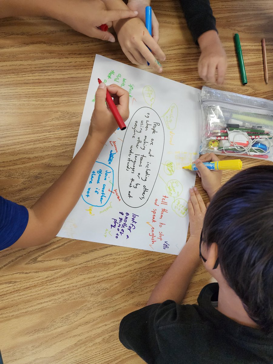 Using visible thinking routines like "Chalk Talk" has helped the students generate a number of ideas/solutions to problems students witnessed in the playground. The next step is helping others learn about the multiple ways to solve problems. #CAinspires #makingthinkingvisible