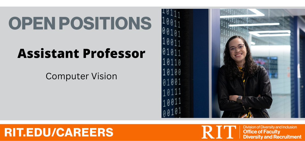🗣️Faculty Job Alert🗣️
The CS Dept @RITGolisanoCCIS invites applications for a tenure-track Assistant Professor position in the area of computer vision. Learn more and apply: bit.ly/RIT_7235 

#FutureFaculty #phdjobs #FacultyDiversity