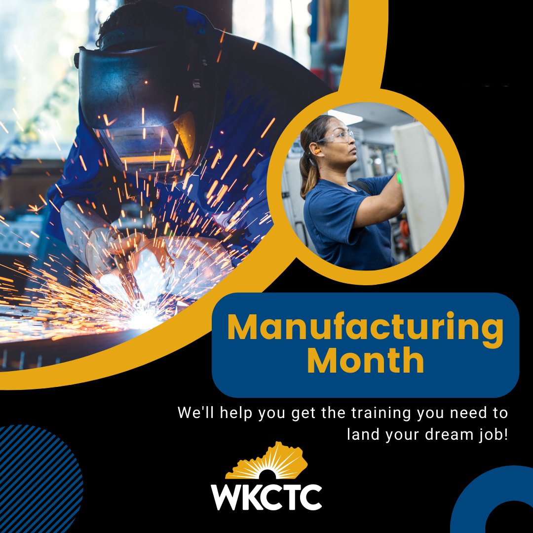 WKCTC's tweet photo. October is Manufacturing Month and we are proud to be the primary provider of manufacturing training in western Kentucky, with many programs eligible for free tuition through the Work Ready Kentucky Scholarship Program (WRKS). For more information go to https://t.co/74UNasDfnb. https://t.co/1WVyc9yWe8