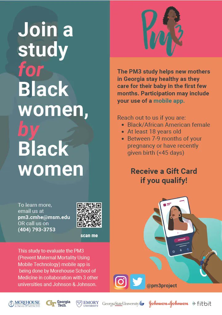 Pm3Project's tweet photo. Join a study for Black Women by Black Women! 👑

 #pregnancy #pregnant #baby #newborn #motherhood #blackwomenhealth #blackwomenmentalhealth #blackwomenhealing #blackmentalhealth #blackwomen #healthylifestyle #blackhealthmatters #blackwomenempowerment #womenshealth https://t.co/fJzVrnhVz4
