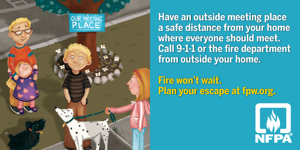 sccfiredept's tweet photo. “Fire won’t wait. Plan your escape”, NFPA Fire Prevention Week. Have an outside meeting place away from the home. Call 9-1-1 from outside the home. Plan Your Escape at https://t.co/DitKixj5OR #homeescapeplan #bepepared #firepreventionweek @sccfiredept @TheNFPA https://t.co/ikbBCxHlSC
