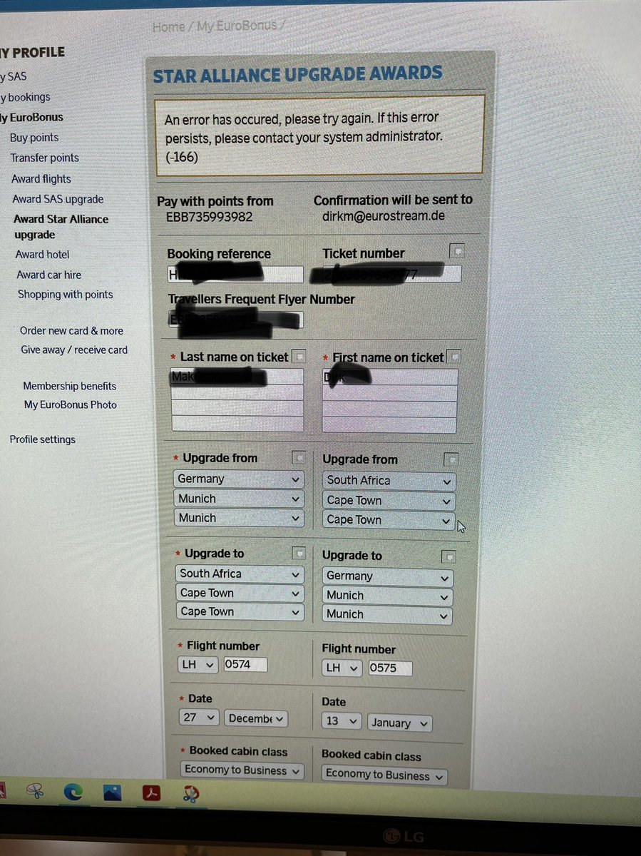 Hockeyweb's tweet photo. @SAS Hello the upgrade on my Lufthansa flight does not work…?
Could you assist please https://t.co/wAYVPVbhnk