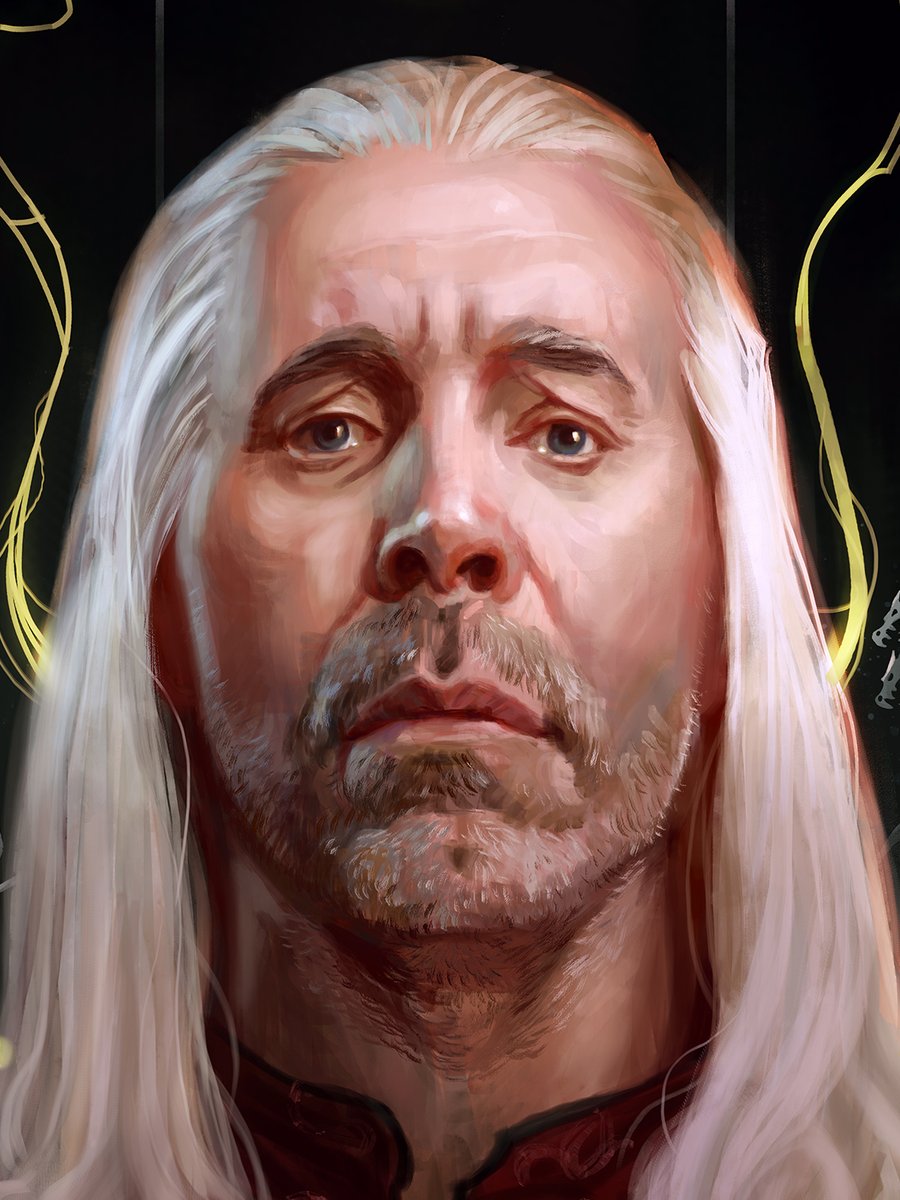 King Viserys - what a role, what a performance! Paddy Considine did an absolutely stellar job with this one!
I turned a portrait study into an illustration, I really enjoyed working on this one!

#viserystargaryen #paddyconsidine #houseofthedragon #ArtistOnTwitter #illustration