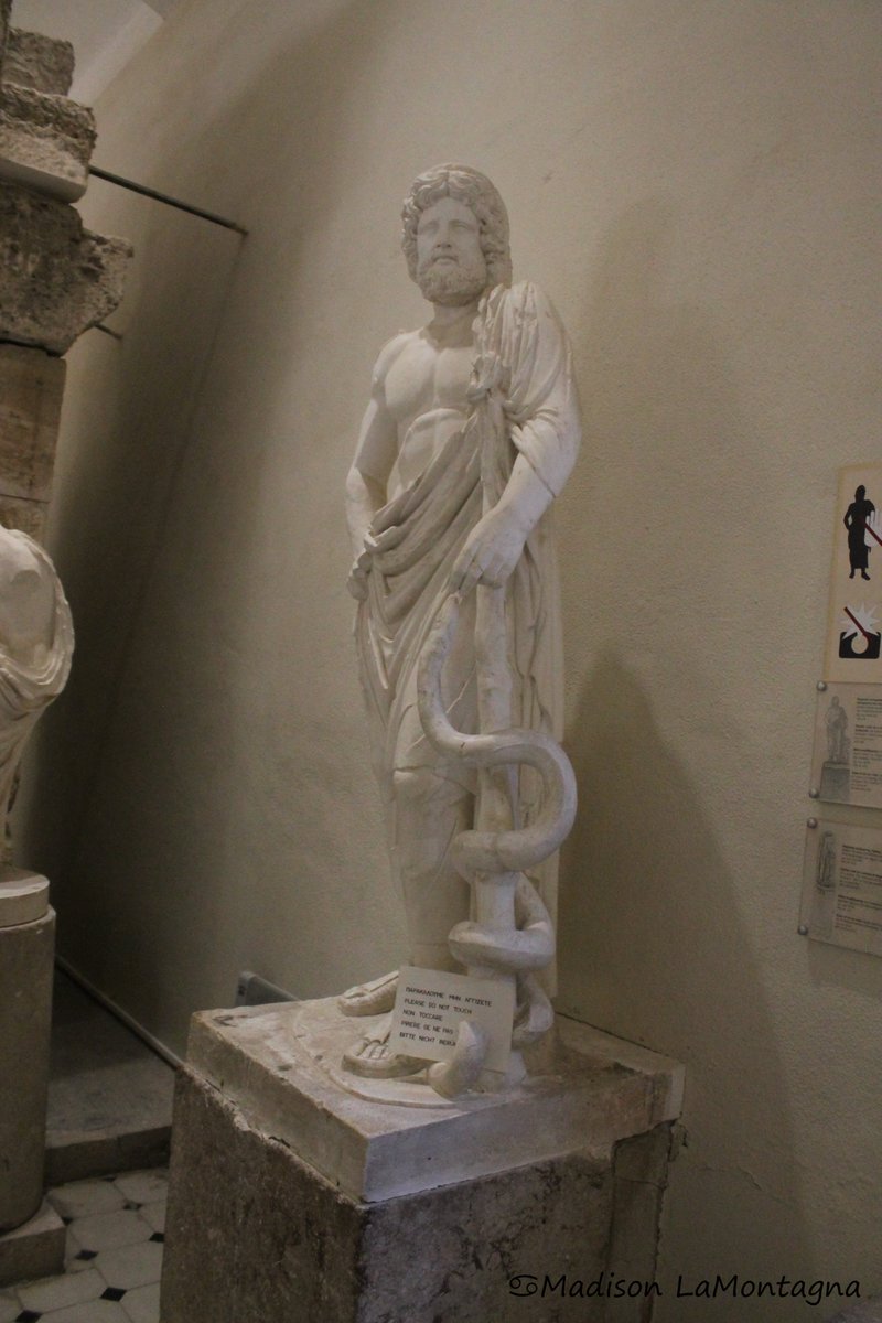 MLaMontagnaPics's tweet photo. Marble statue of Asclepios, Ancient Greek hero and god of medicine. Statue found at Epidaurus, where a Sanctuary of Asclepius was located, now located at the Archaeological Museum of Epidaurus. Photo by me. #AncientGreece #AncientArt #Asclepios #GreekHero #marble #GodOfMedicine https://t.co/1FJHWCmamj