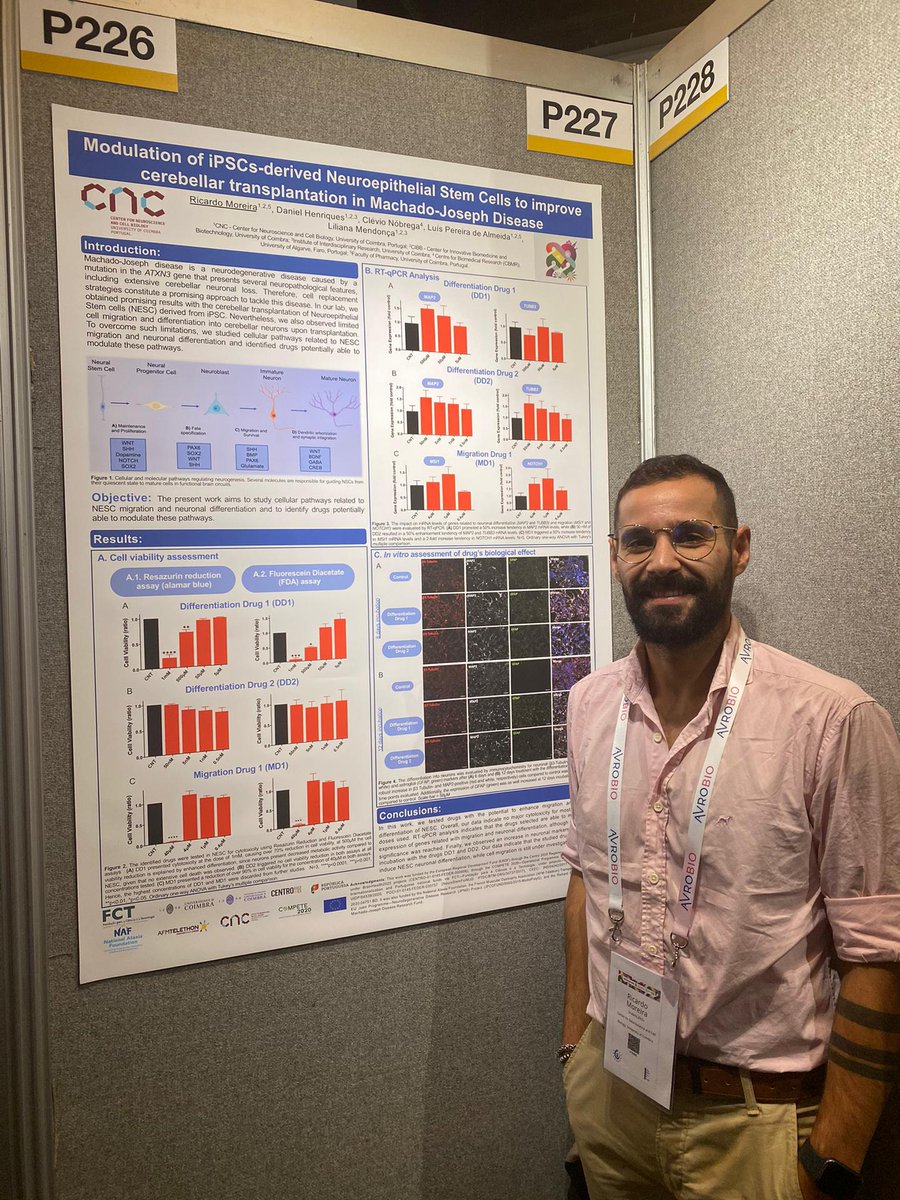 LAlmeida Lab (@lalmeidalab) on Twitter photo So exciting to be back at <a href="/ESGCT/">ESGCT</a> 2022 meeting! Yesterday we presented several posters on gene & cell therapy methods and therapeutics for #machadojoseph disease! Here are some posters from Kevin, Sónia, Miguel and Ricardo...
<a href="/cnc_uc/">Center for Neuroscience and Cell Biology</a>
<a href="/uc_iii/">Institute of Interdisciplinary Research</a> So exciting to be back at <a href="/ESGCT/">ESGCT</a> 2022 meeting! Yesterday we presented several posters on gene & cell therapy methods and therapeutics for #machadojoseph disease! Here are some posters from Kevin, Sónia, Miguel and Ricardo...
<a href="/cnc_uc/">Center for Neuroscience and Cell Biology</a>
<a href="/uc_iii/">Institute of Interdisciplinary Research</a>