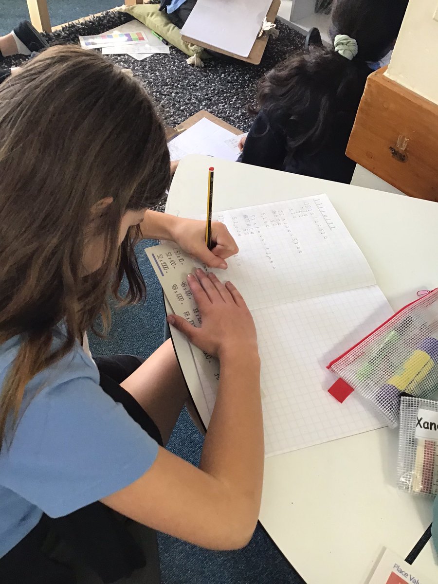 STC_6RC's tweet photo. Today, we are multiplying by 10,100 and 1000. I know the class are going to be successful because they are using all the layers of support they need! โ๏ธ๐ญโ๏ธ #workedexample #placevaluechart https://t.co/RAFsljVKt7