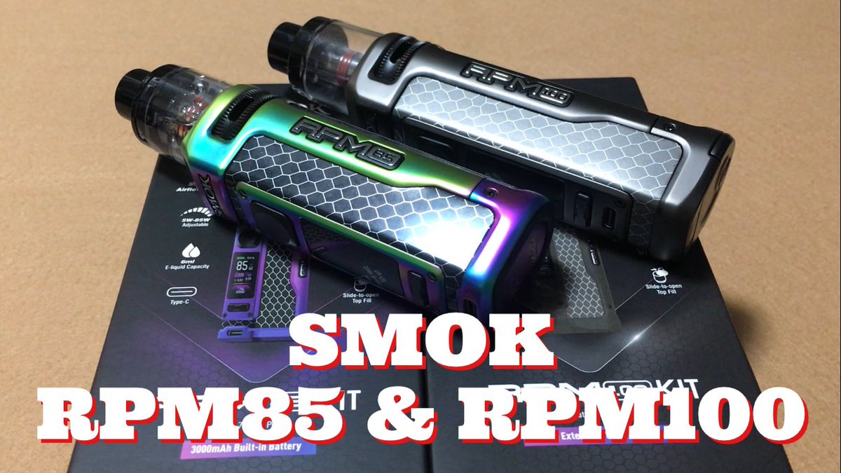 kintaro2013's tweet photo. 動画を公開しました‼️
よろしければご覧ください🤲

SMOK  RPM85 &amp; RPM100【開封レビュー】
https://t.co/2p9ZVFIzBI
#SMOK #RPM85 #RPM100 https://t.co/zkxF8XEX4u