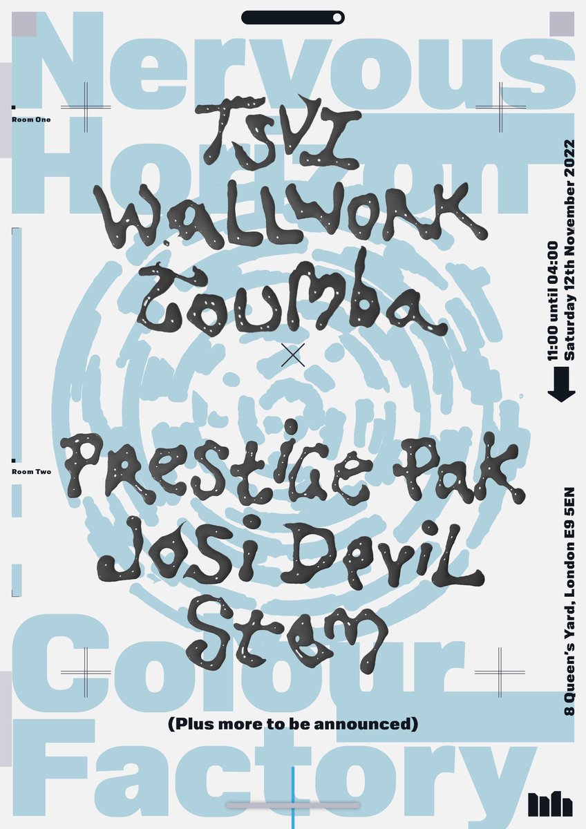 Tommy Wallwork (@wallworkuk) on Twitter photo Super excited to announce that we are finally back with our first rave since 2019 😭😭😭
Saturday 12th of November.
<a href="/NervousHorizon/">Nervous Horizon</a> at Colour Factory!
ra.co/events/1603436 Super excited to announce that we are finally back with our first rave since 2019 😭😭😭
Saturday 12th of November.
<a href="/NervousHorizon/">Nervous Horizon</a> at Colour Factory!
ra.co/events/1603436