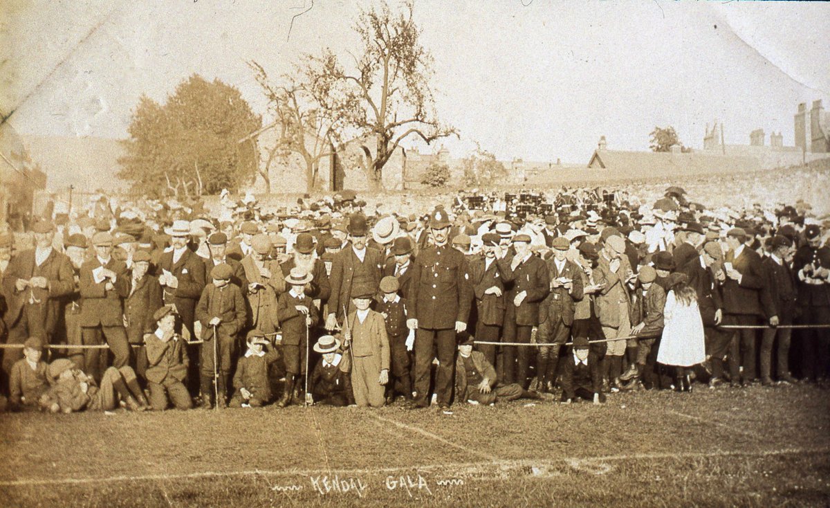 CumbriaArchives's tweet photo. Is there anyone NOT wearing a hat in this photograph of a crowd at the Kendal Gala?! The photo is from the Margaret and Percy Duff collection at #KendalArchives #EYACommunity @explorearchives https://t.co/xJ4OzCOZm1