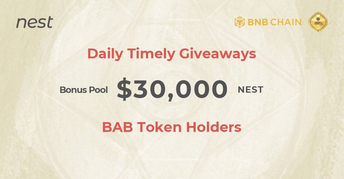 ☄️ Nest Prize
💵 Rewards : 30,000 $NEST Prize Pool
👥 Referral: +1 Entries
⏳ End date : February 2023
⭐️ Rating : ⭐️ ⭐️ ⭐️ ⭐️ {4/5}

🛡 Airdrop Link : t.me/NESTRedEnvelop…

#Airdrop #Airdrops #Giveaway