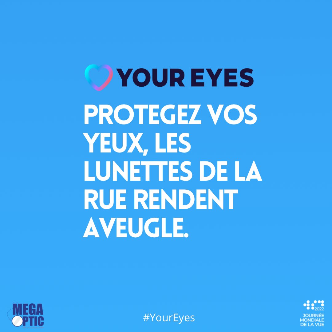 JOURNÉE MONDIALE DE LA VUE 🌍👁️ #YourEyes Aujourd’hui, 13 Octobre 2022, #JourneeMondialeDeLaVue , nous vous interpellons encore sur l’état de votre vue. Aimez vos yeux et protégez les au maximum, notamment des lunettes de la rue qui rendent aveugle. #WorldSightDay2022 RT 🙏🏾