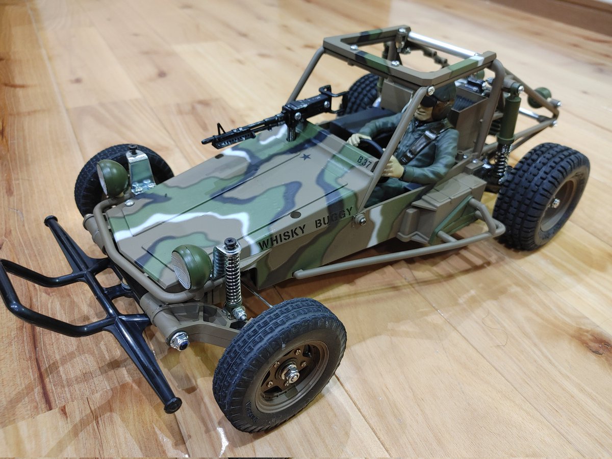 RC_5105's tweet photo. 完成っ‼️
陸上自衛隊色で仕上げてみた✨
なつかしぃのぅ👍
#タミヤ　#アタックバギー https://t.co/yM8iwxk3Y4