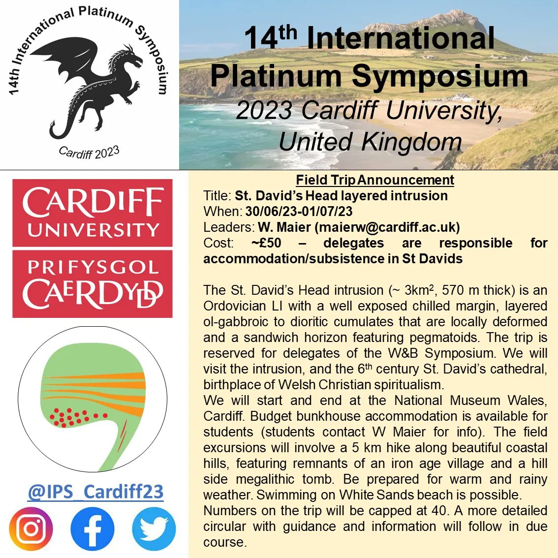 🔔 FIELD TRIP ANNOUNCEMENT 🔔 St David's Head, Wales hosted by Wolf Maier. Approx dates and costs here, stay tuned for updates!